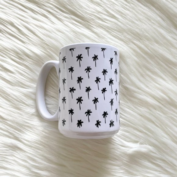 Peace Of Paradise White Palm Tree Hawaii Surf Beach Tropical Coffee Mug - Picture 2 of 4